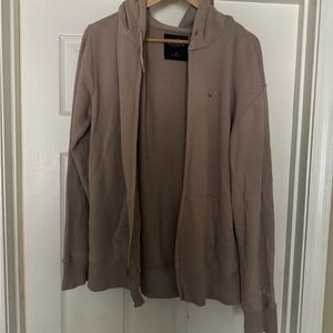 Hollister Tan Zip Up Sweater Soft Knit Relaxed Fit-MENS MEDIUM